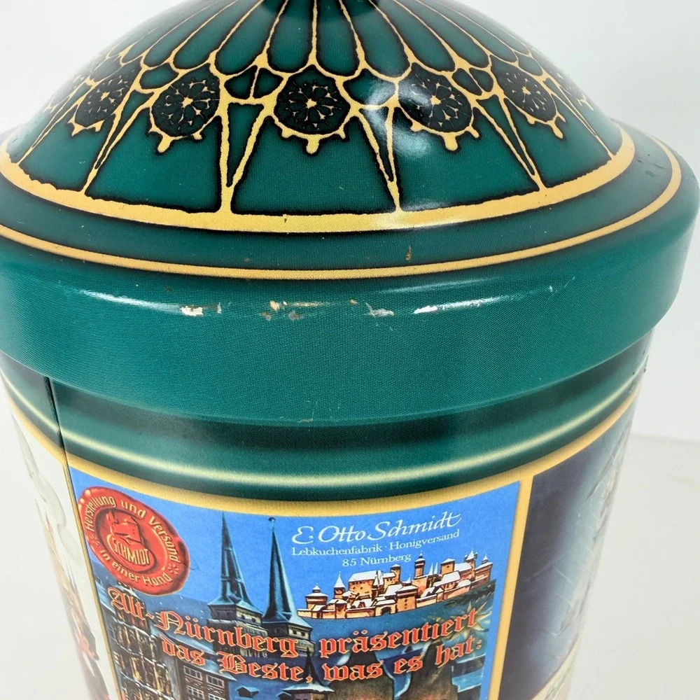 Otto Schmidt Nurnberger Lebkuchen Tin Vintage German Collectible Storage‎ Jar